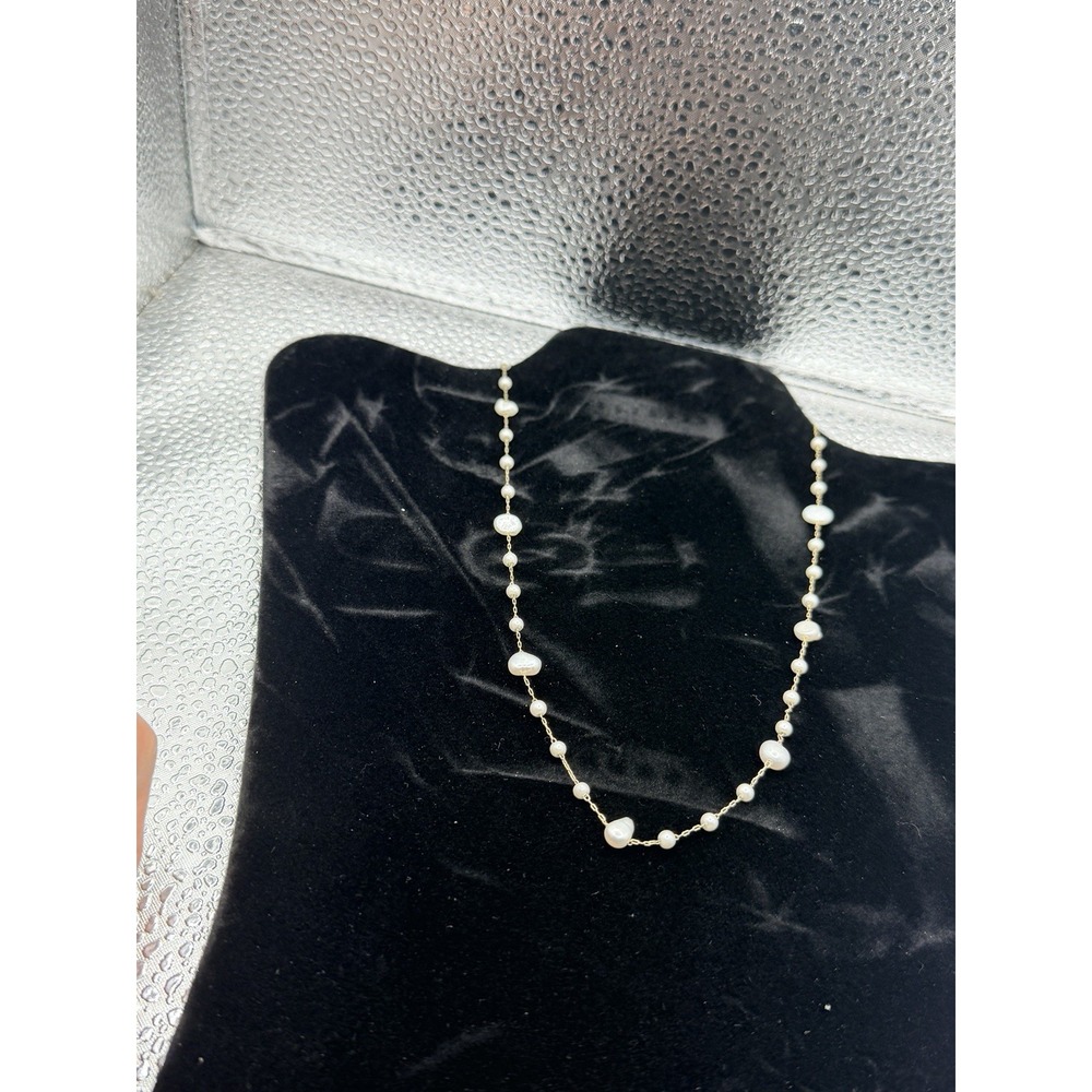 Dainty Choker Pearl Beads Gold Tone Chain Wedding Prom Bridal Necklace Jewelry